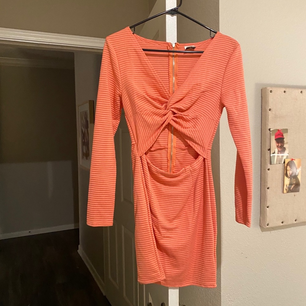 Long sleeve cut out mini dress